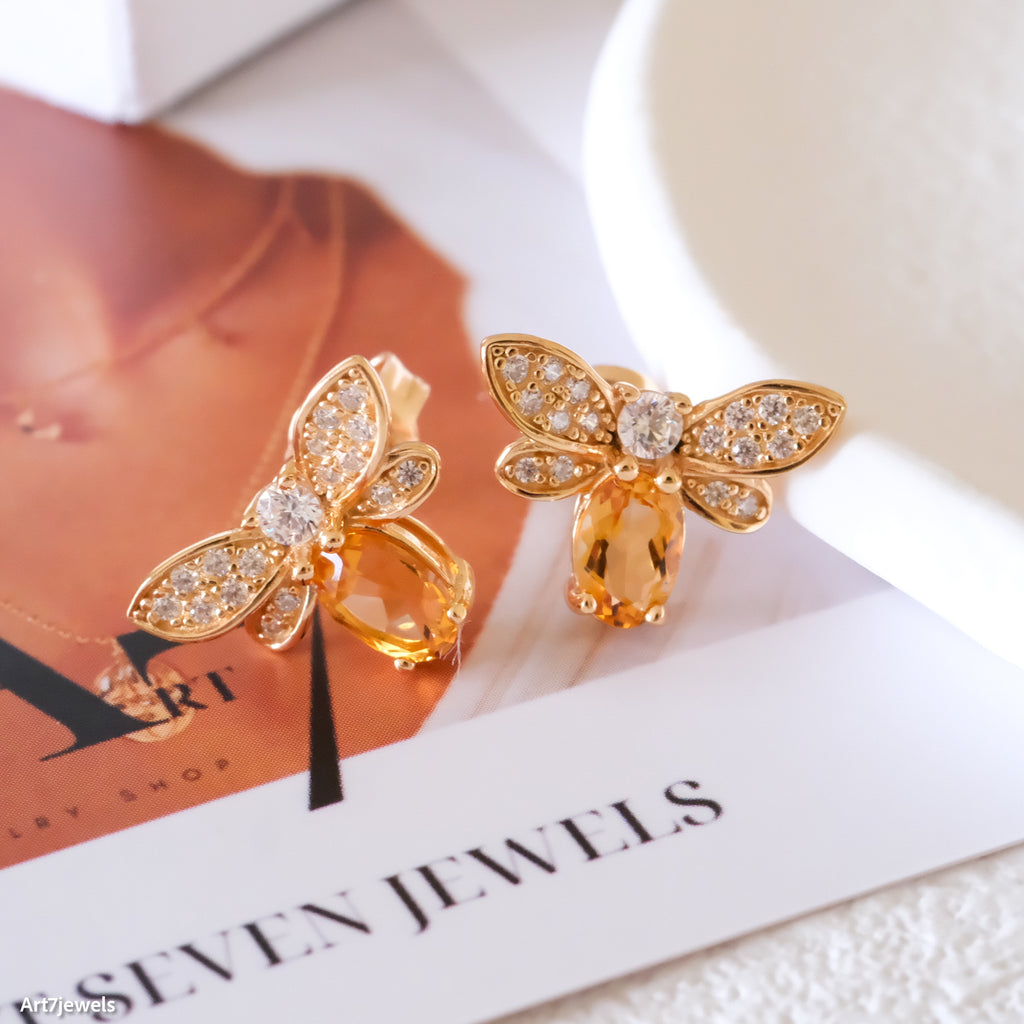 Citrine stud earrings