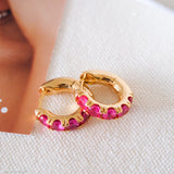 Ruby Cz Huggie Earrings
