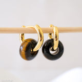 Tigers eye hoop earrings