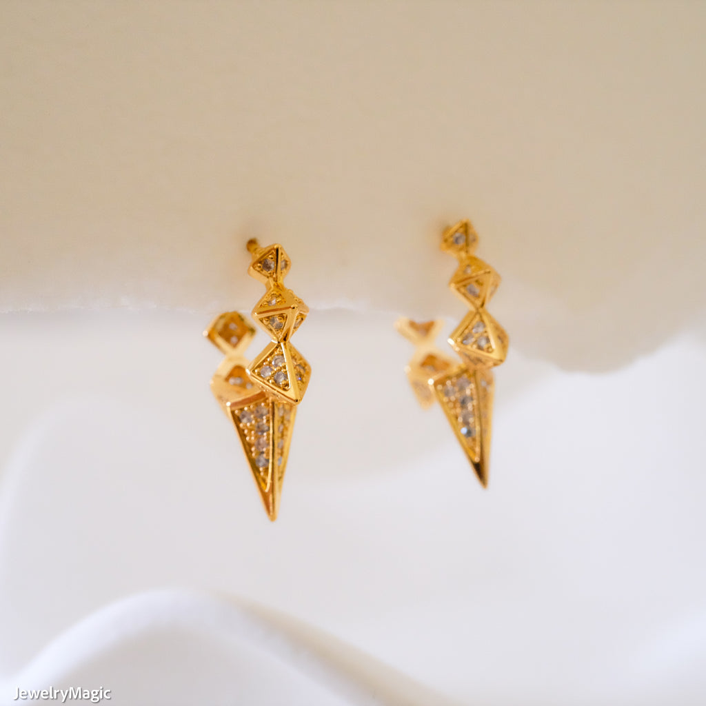 Chunky Spike Earrings, Gold Sun Rays Hoop Earrings, Hoop earrings, Dainty Pave Huggie Hoop Earrings, Gifts for her