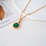 Oval malachite earrings