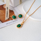 Oval malachite earrings