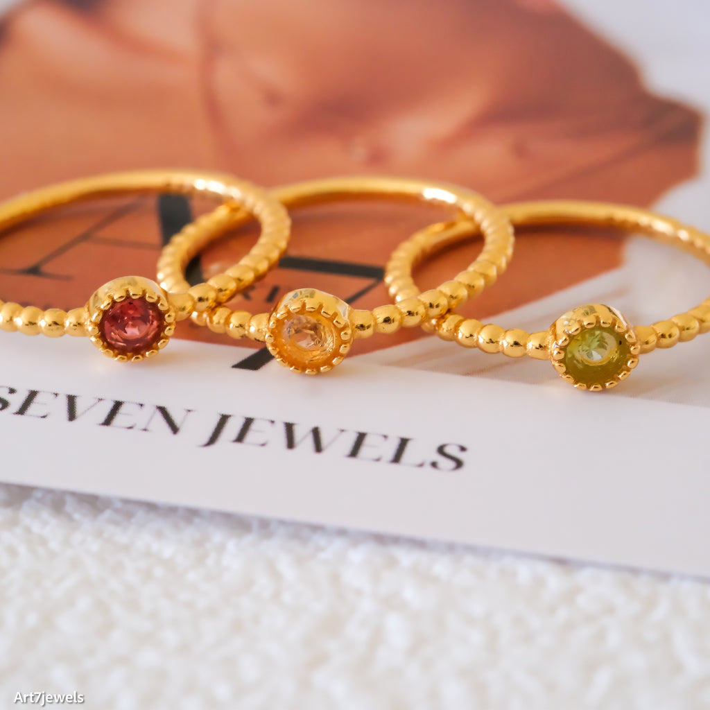 Genuine birthstone ring, Tiny natural birthstone ring, Dainty gold birthstone jewelry, Solitaire ring, Thin ring, Gifts for her