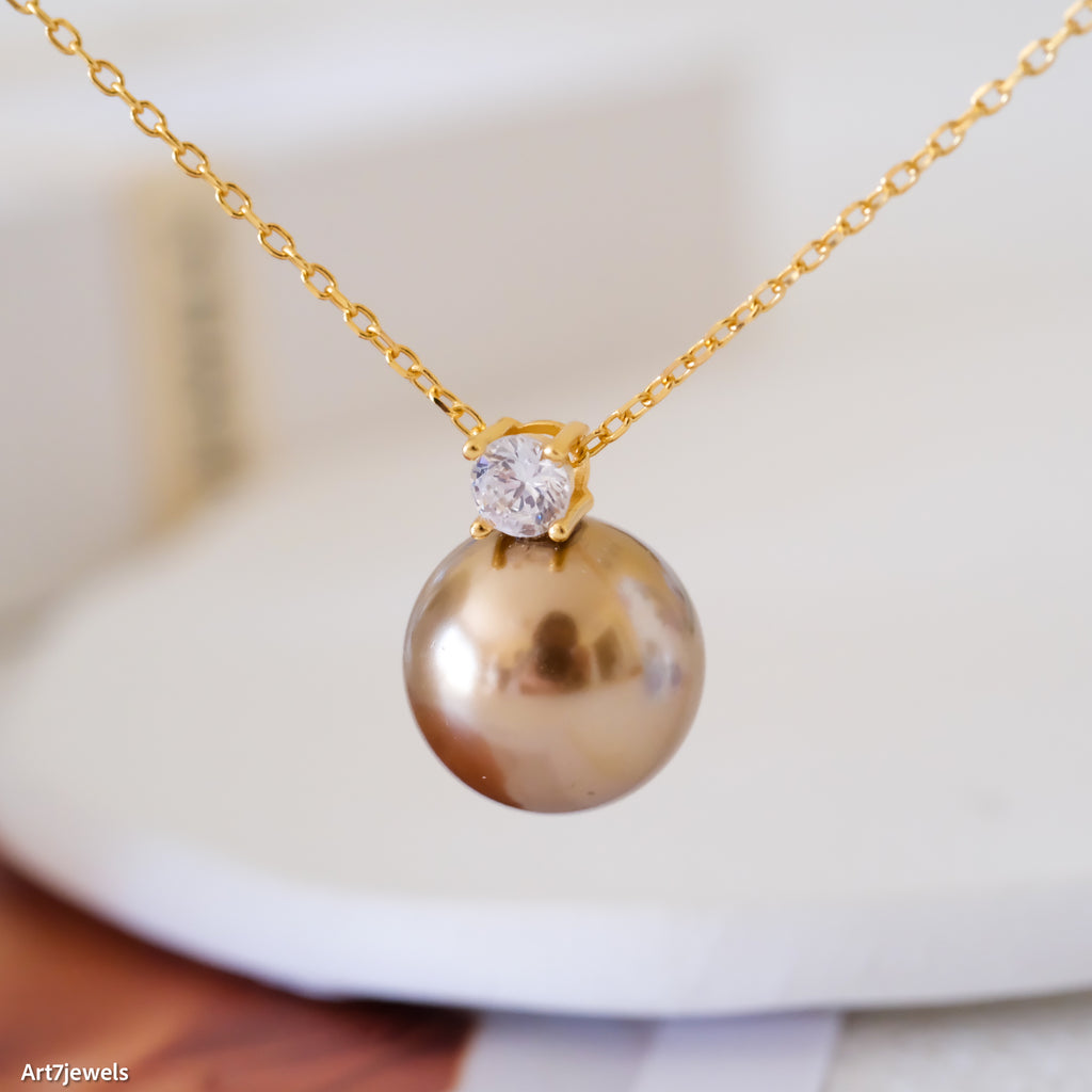 12mm brown pearl necklace