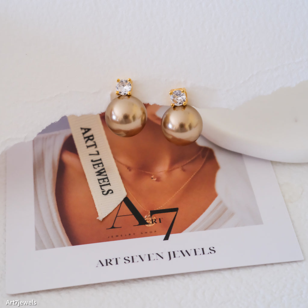 12mm chocolate brown pearls earrings