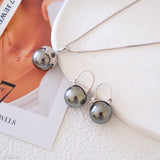 12mm black pearl pendant, Gray pearl necklace, Bridesmaid gifts, Silver necklace, Gifts for her
