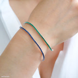 Dainty emerald tennis bracelet, Silver emerald bracelet, 2mm thin tennis bracelet, Green bracelet, Gifts for her