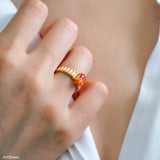 Dainty orange sapphire ring, Minimalist engagement ring, 925 Sterling Silver Ring, Retirement gifts for women, Gifts for her