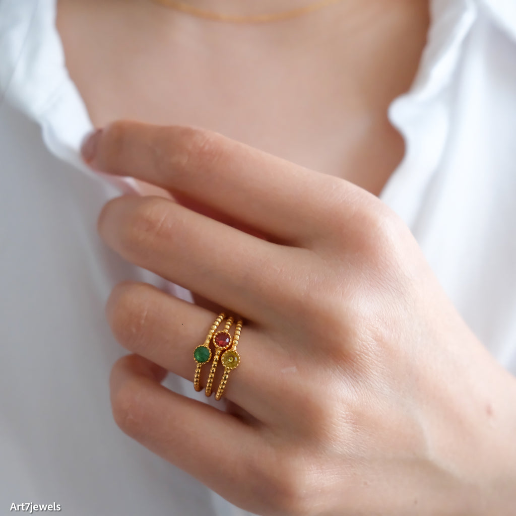 Solitaire ring, Thin ring, Gifts for her