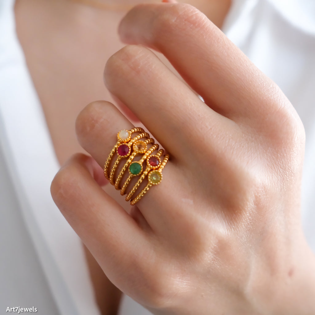 Dainty gold birthstone jewelry, Solitaire ring, Thin ring, Gifts for her