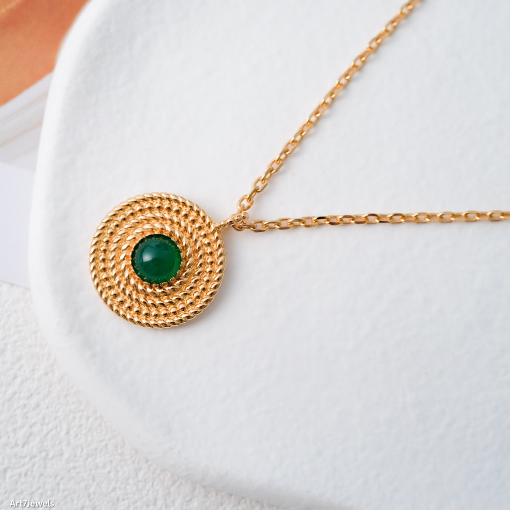 Chunky gold jade necklace