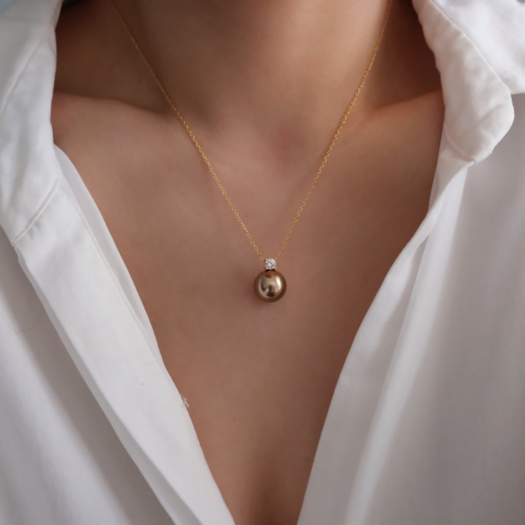 12mm brown pearl necklace