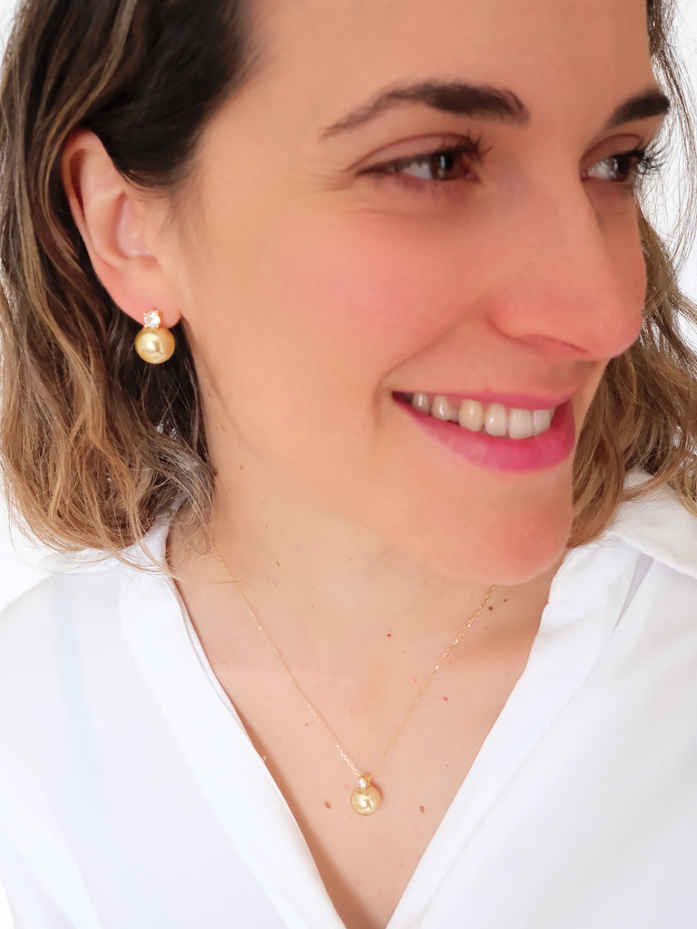 Gold South Sea pearls necklace, Bridesmaid gifts, 925s Silver necklace,  Gifts for her