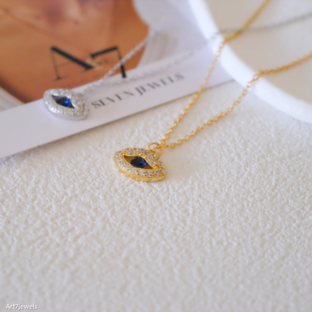 Evil eye pendant, Protection necklace, Hamsa necklace, Sterling Silver necklace, Gifts for her