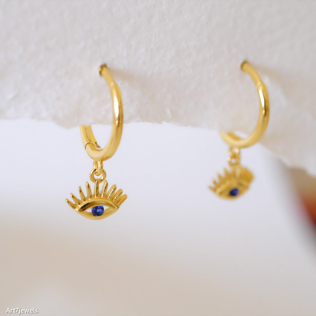 Mini Evil Eye Huggies Earrings