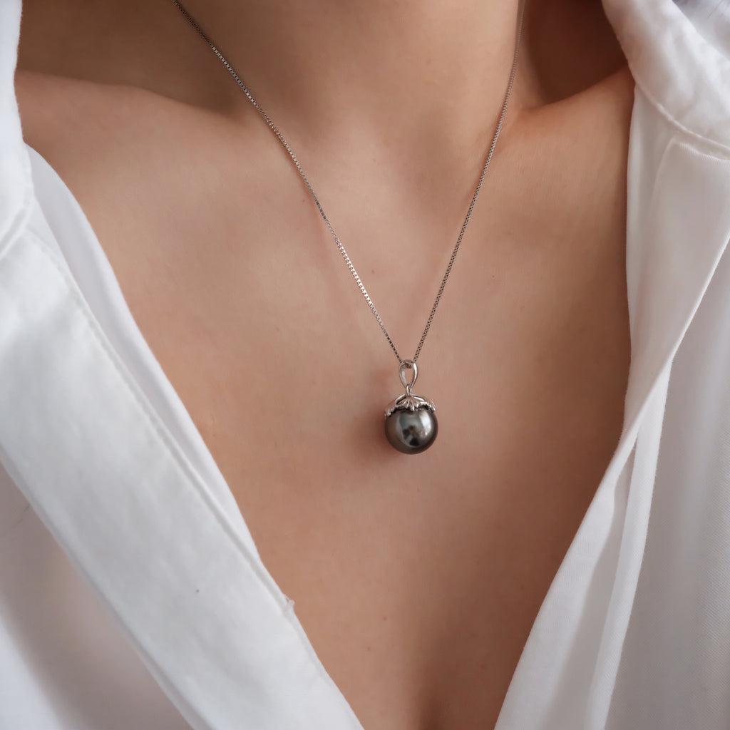 Gray pearl necklace, Bridesmaid gifts, Silver necklace, Gifts for her