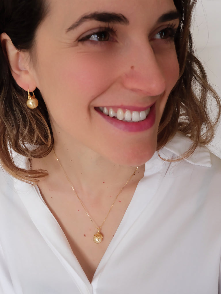 Dainty Gold Pearl Necklace, Golden South Sea pearls pendant, One pearl necklace, 925s Silver necklace, Gifts for her