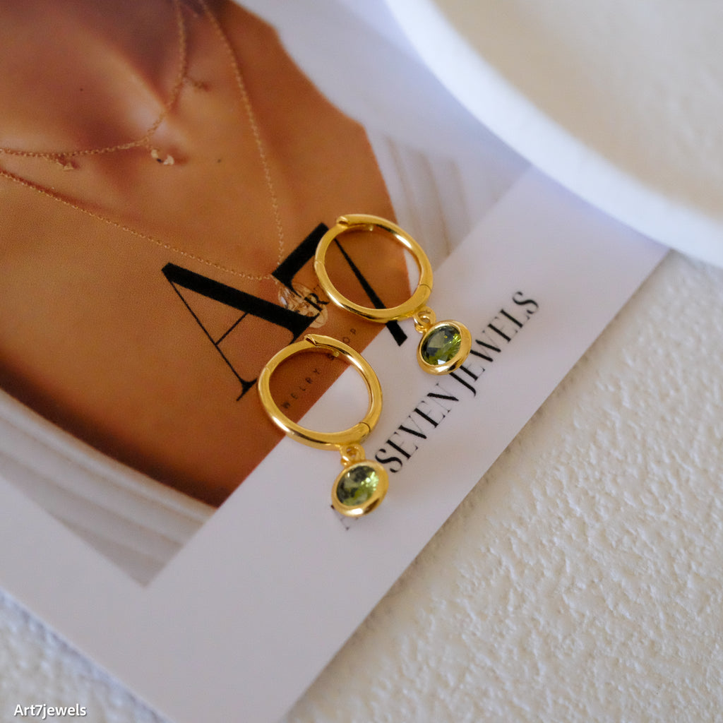 May birthstone earrings, Green Silver earrings, Gifts for her