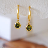 Minimalist peridot huggie earrings