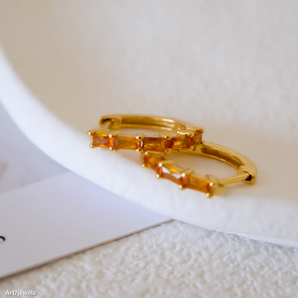 Huggie citrine earrings