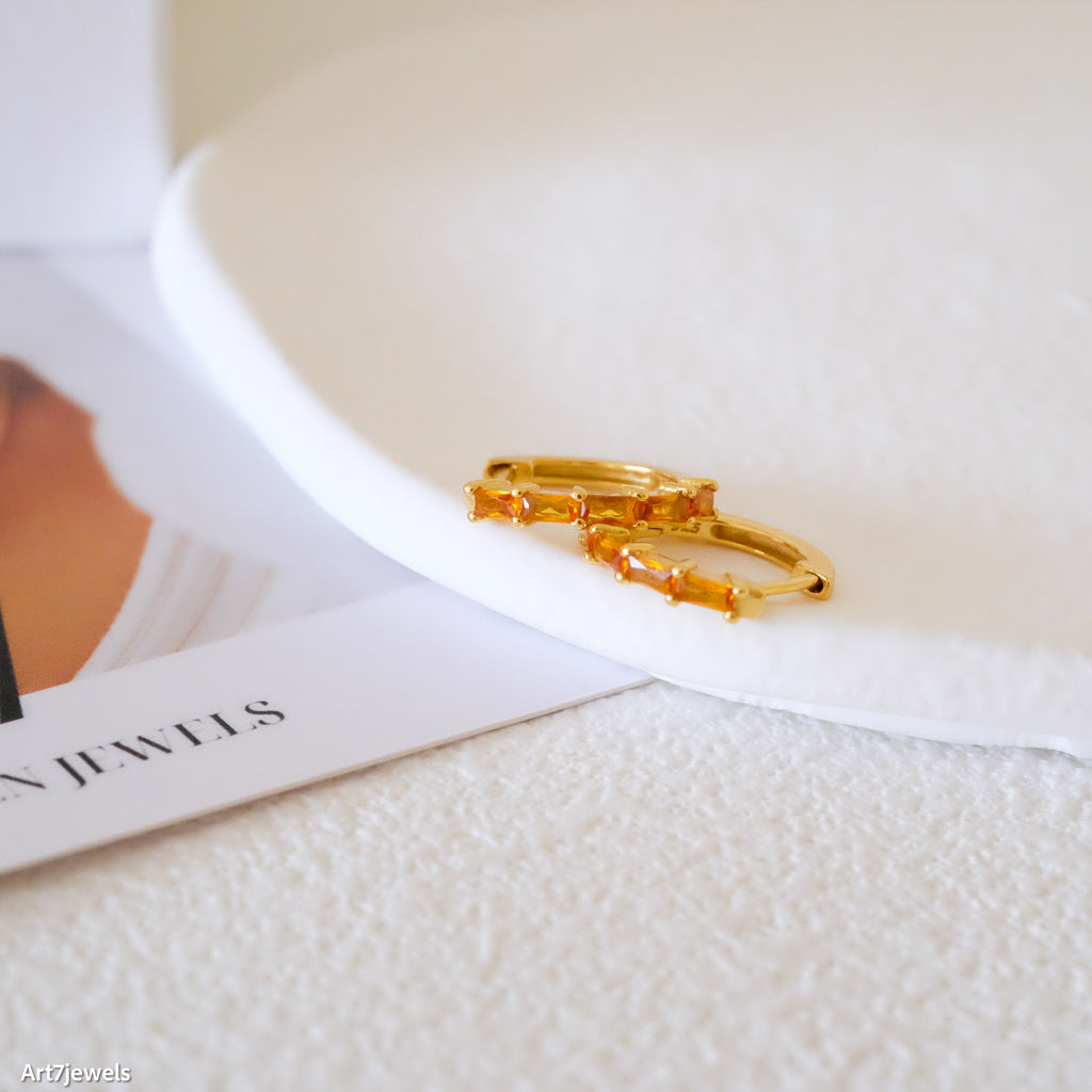 Huggie citrine earrings