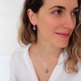 Tahiti black pearl necklace, 12mm black pearl pendant, Gray pearl necklace, Bridesmaid gifts, Silver necklace, Gifts for her