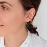Tiny emerald hoop earrings, May birthstone earrings, Green Silver earrings, Gifts for her