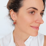 Chunky gold hoop earrings, Red gemstone hoop earrings, Double hoop earrings, Anniversary gifts, Gifts for her