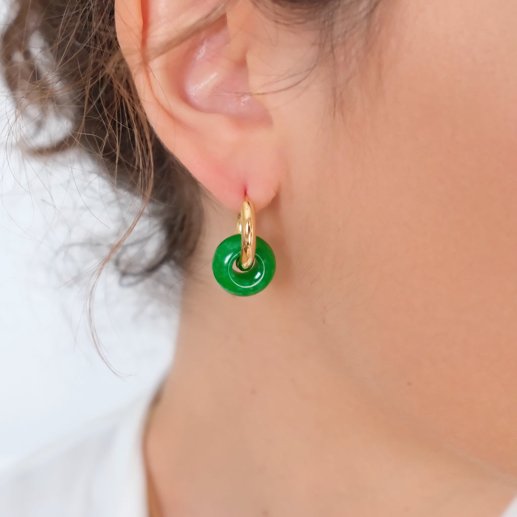 Jade hoops earrings