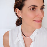 Silver oval black stone earrings, Gemstone earrings, Everyday earrings, Bridesmaid gifts, Gifts for her