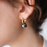 Elegant Gold and Gray Tahitian Pearl Earrings, Chic Bridesmaid Jewelry, 12mm Pearls, Wedding Gift for Her