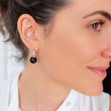 12mm Black onyx hoop earrings