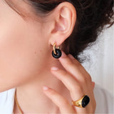 Black onyx hoop earrings