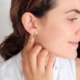 Dainty emerald huggie earrings, Small hoop earrings, Elegant Birthstone Jewelry, Gifts for her