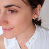 Green emerald hoop earrings