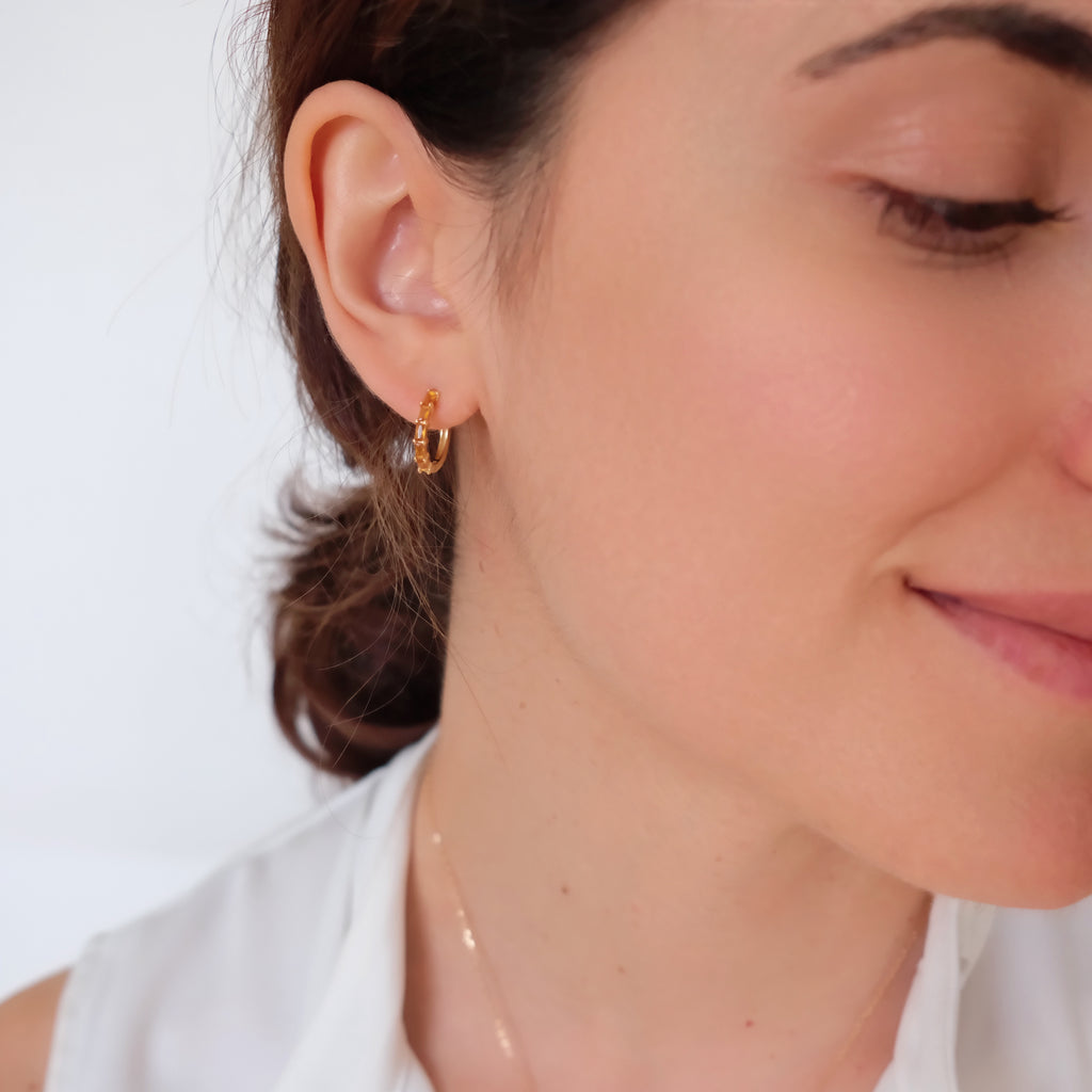 Huggie citrine earrings