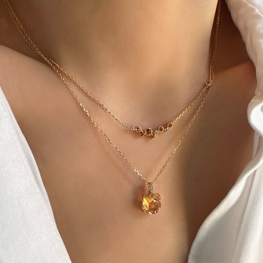 Dainty citrine necklace, Elegante citrine pendant, Gold citrine jewelry, Mother gift, Sterling Silver necklace, Gift for her