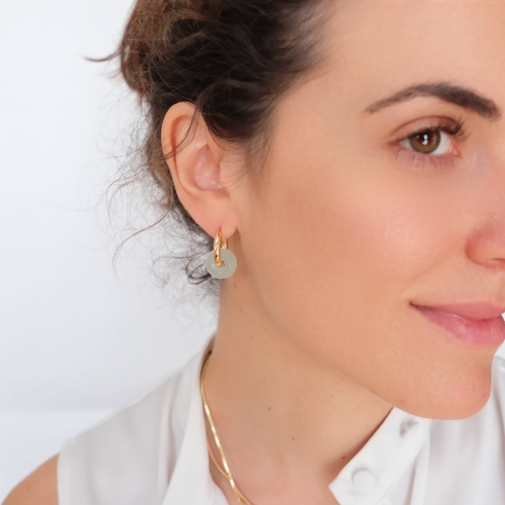 Jade hoop earrings
