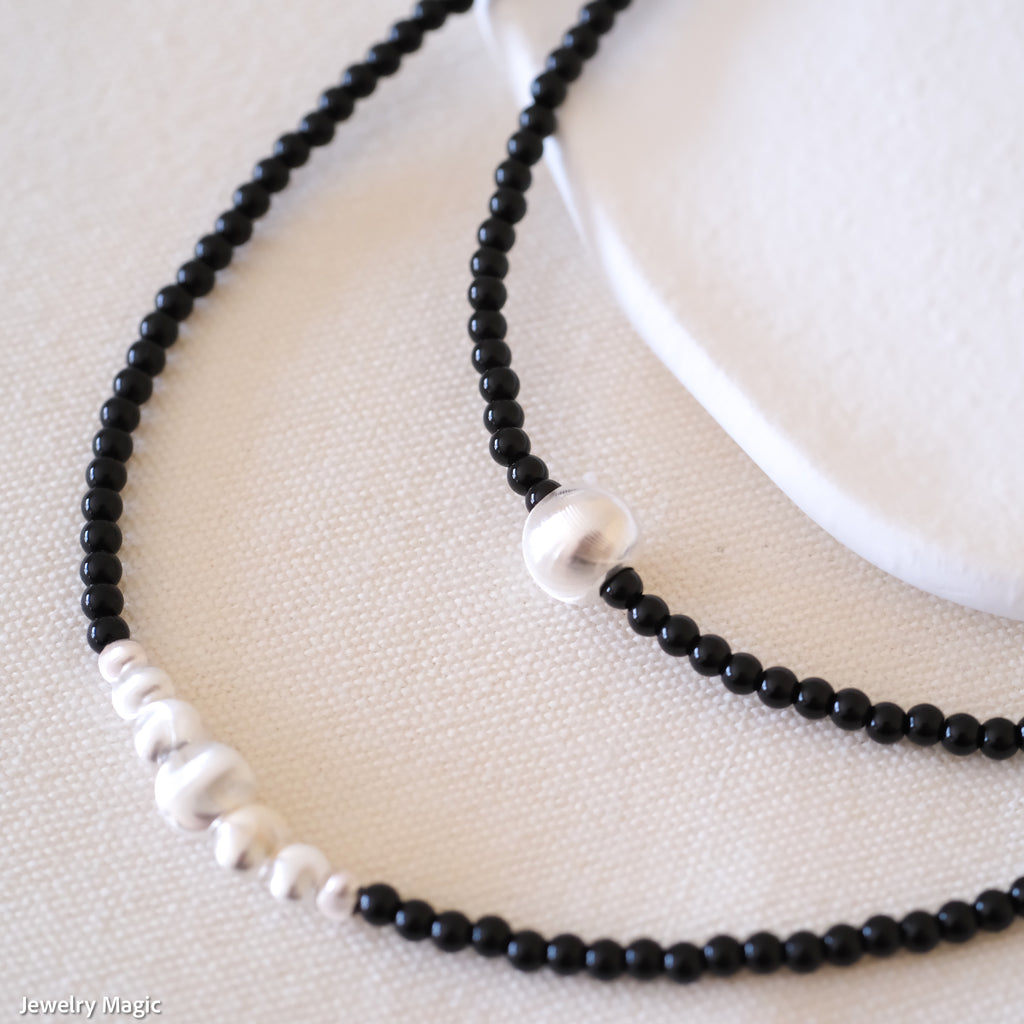 Black and white beads necklaces, Gifts for sister, Gifts for her