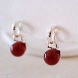 Red gemstone ball earrings, Dangle ball earrings, Anniversary gifts, Gifts for her