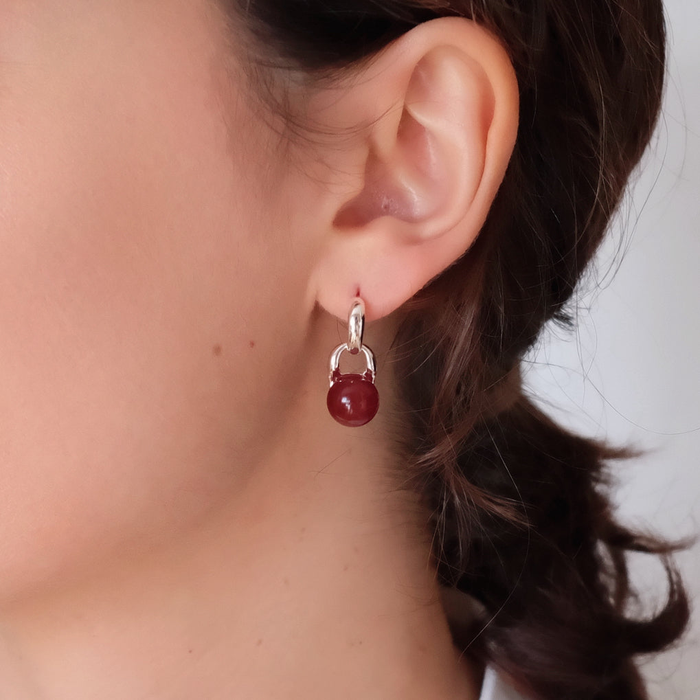 10mm Red carnelian earrings
