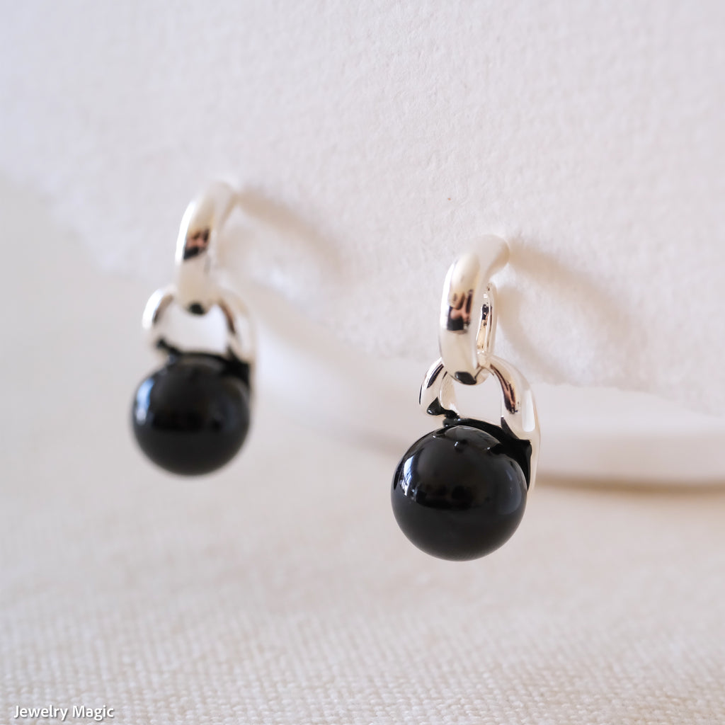 Black stone earrings, Gemstone earrings, Everyday earrings, Bridesmaid gifts, Cool earrings, Gifts for her