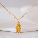 Dainty marquise citrine necklace, Yellow Citrine pendant, Gemstone necklace, Chunky gold necklace, Gifts for her
