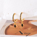 Marquise black onyx hoop earrings