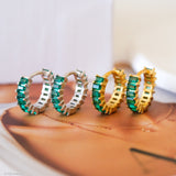 Baguette Emerald Hoop Earrings