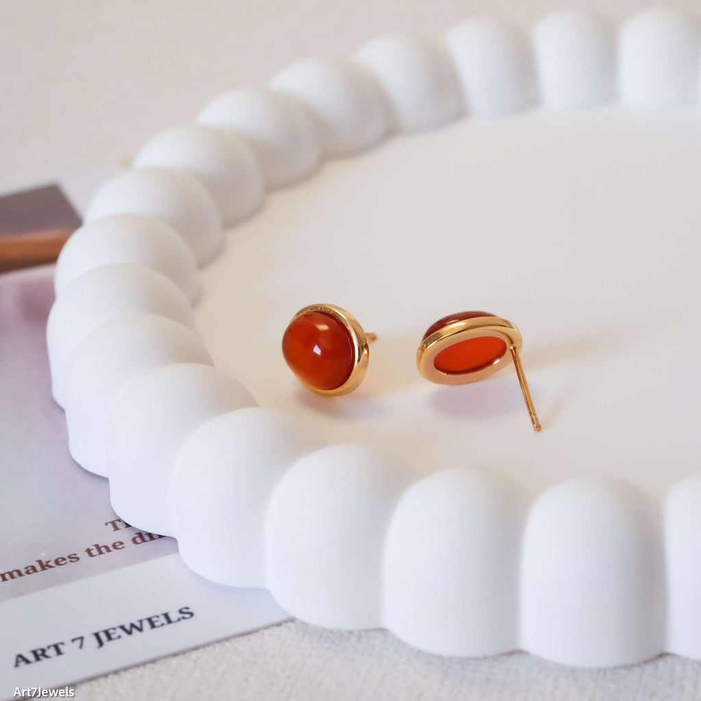 carnelian stud earrings