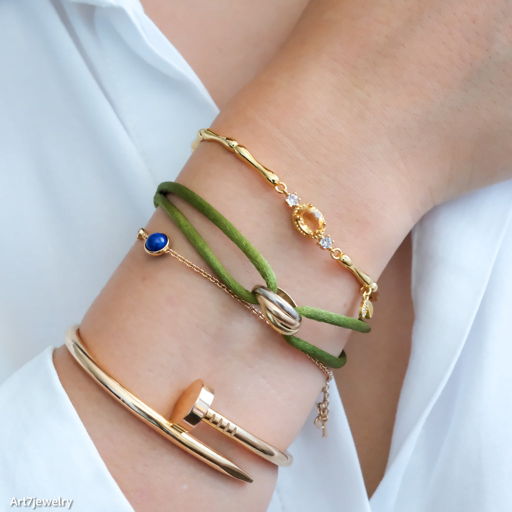 Chunky Citrine Bracelet, Gold Citrine Bracelet, November Birthstone Jewelry, 925 silver bracelet , Gift for women