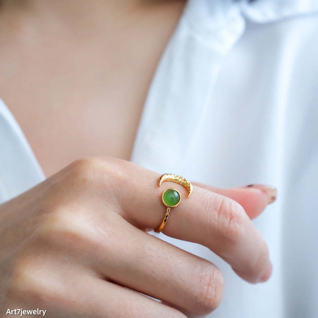 Crescent Moon Ring, Open ring, 925s silver ring, Gifts for her