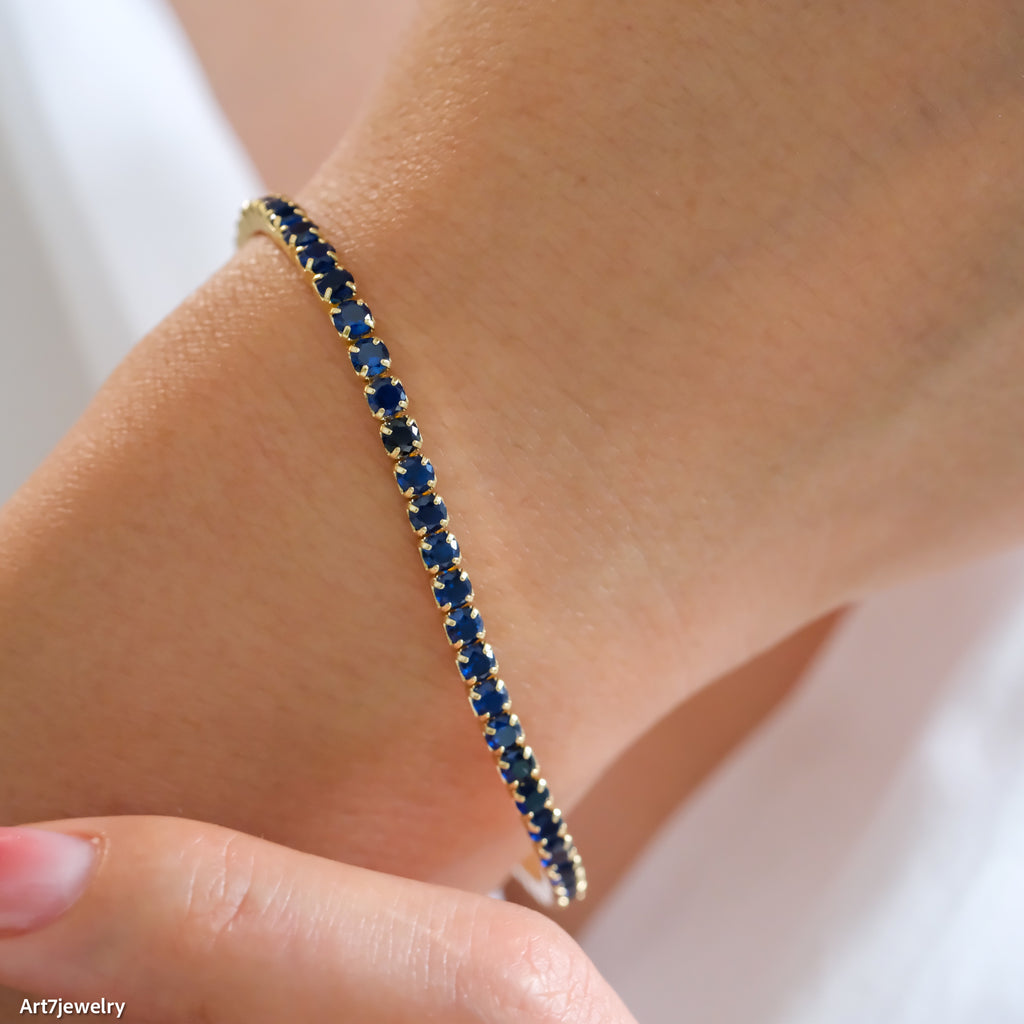 14k gold sapphire tennis bracelet