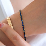 14k gold sapphire tennis bracelet, Dainty blue sapphire cz bracelet, 3mm tennis bracelet, Gifts for her, Unisex bracelet